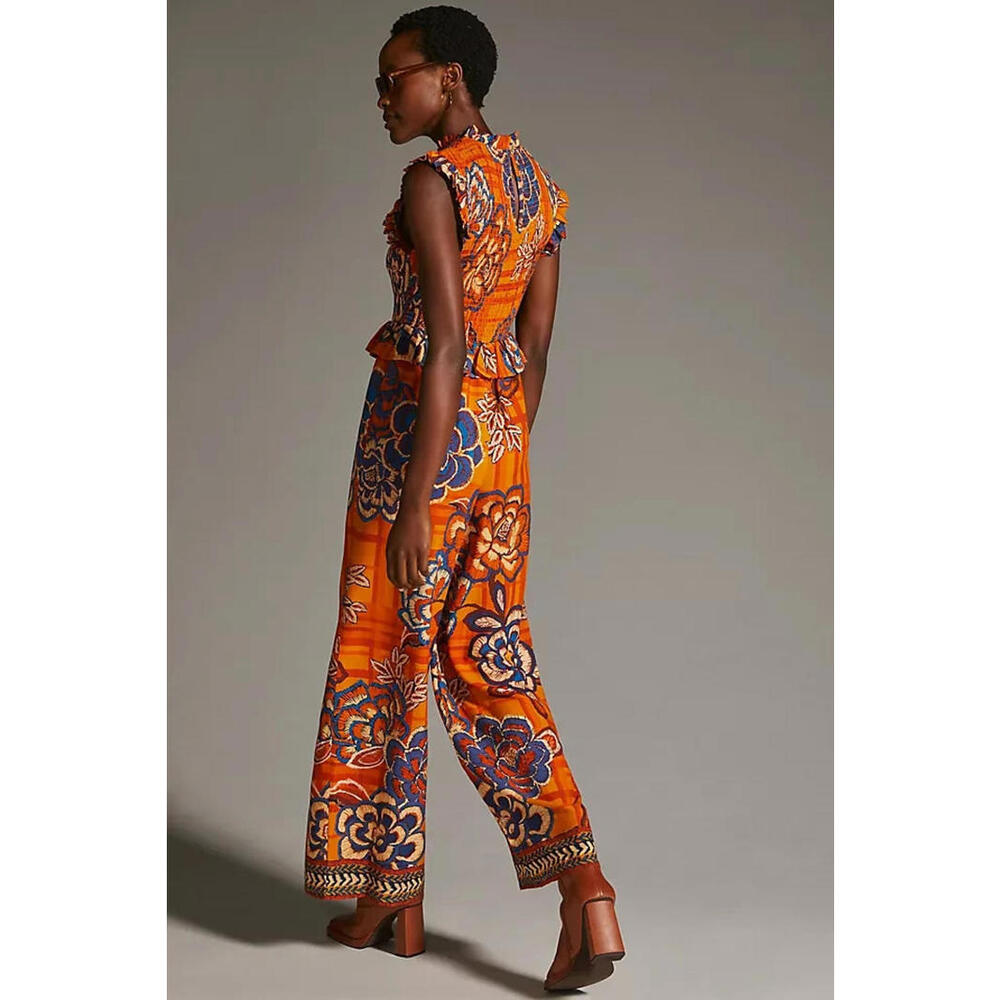 NWT $228 Farm Rio Smocked Wide Leg Jumpsuit XS - Picture 7 of 9